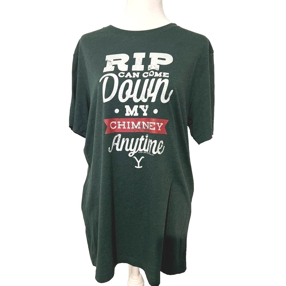 Bella Canvas RIP Can Come Down‎ My Chimney Anytime Green Graphic Tee Large